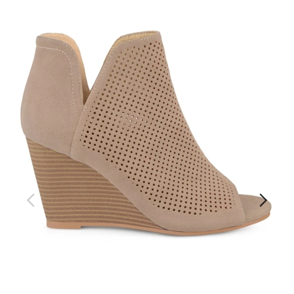 Peep toe wedge bootie
